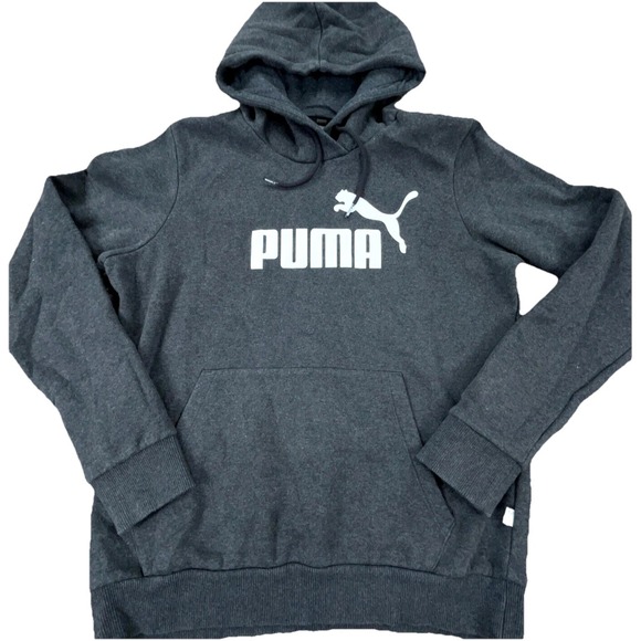 Puma Tops - Puma Hoodie Women Large Gray White Sweatshirt Sweater Spell Out Pull Over Ladies